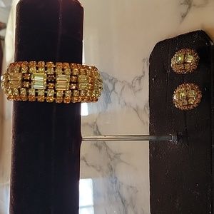 Vintage Rhinestone Bracelet and Earrings Set